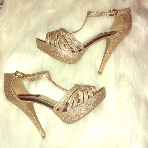 Material Girl Shoes - Gold ✨T-Strap Heels~New Year’s  Bling 🌟 Sale